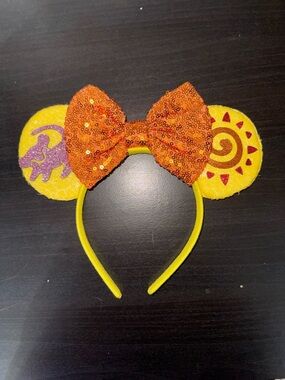Yellow & Orange Sequin Bow Ear Headband